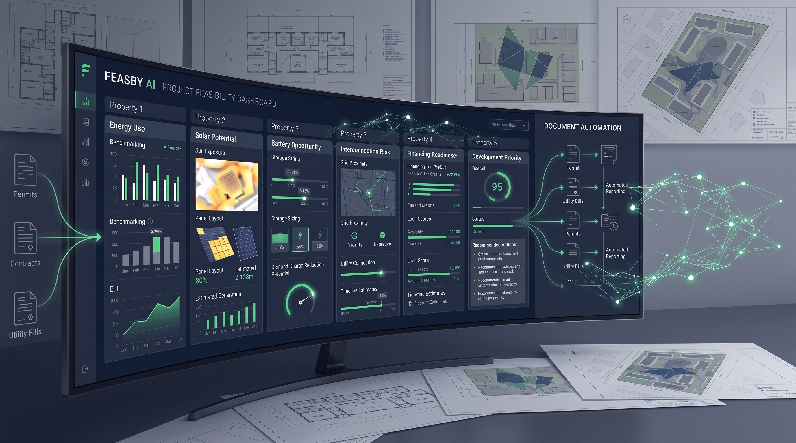 FeasbyAI™ dashboard accelerating portfolio screening and documentation